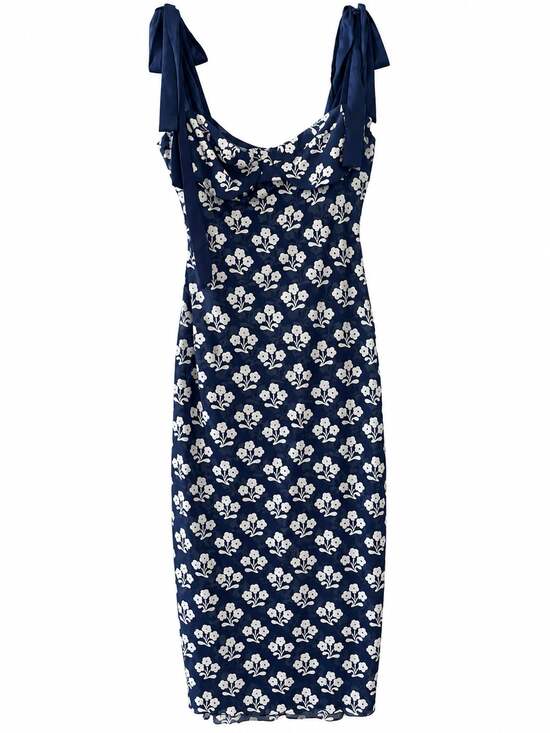 Free People Dresses & Skirts - Free People Got Glam Printed Slip Dress Navy